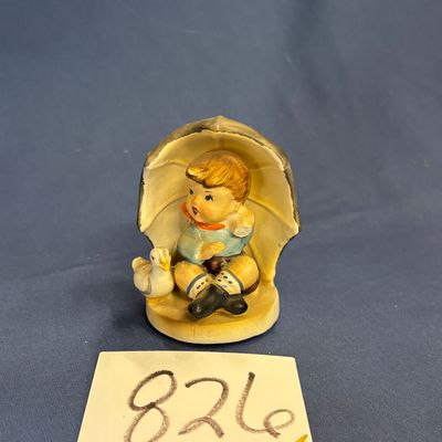 UMBRELLA FIGURINE…Arnart…Boy with Duck Holding an Umbrella…3727…Porcelain Figurine…Bright, Vivid Colors…Japan 1950s