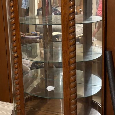 Vintage Barley Twist Bow Front Curio Cabinet
