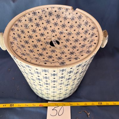 Broken Vintage Waste Bucket with Matching Lid