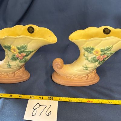 Vintage HULL POTTERY, Wildflower Cornucopia Vases