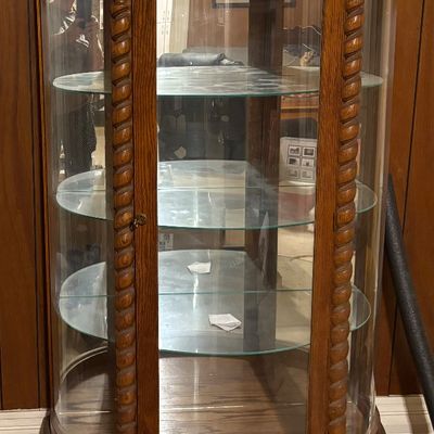 Vintage Barley Twist Bow Front Curio Cabinet