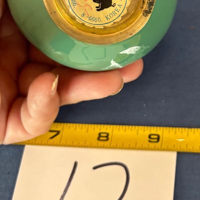 Vintage Emerald Green Cased White Vase Gold Trim Florals Asian