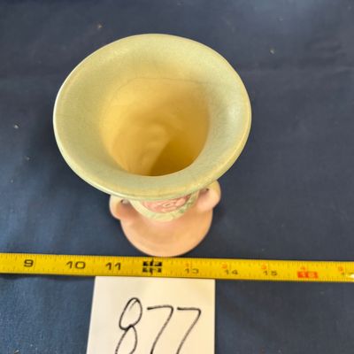 Vintage HULL Art Pottery Vase Yellow/Rose Flowers made in U.S.A.