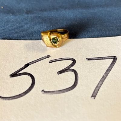antique yellow gold tone signet-style ring