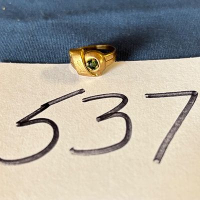 antique yellow gold tone signet-style ring