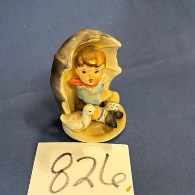 UMBRELLA FIGURINE…Arnart…Boy with Duck Holding an Umbrella…3727…Porcelain Figurine…Bright, Vivid Colors…Japan 1950s