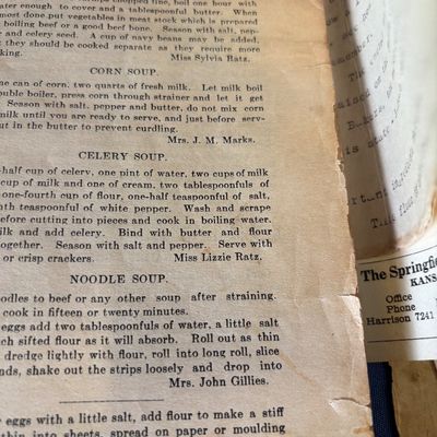 Vintage Valley Falls,Ks. Recipe book and More