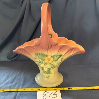 Vintage Hull Pottery Wildflower Basket Vase, 10 1/2"