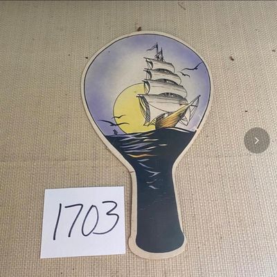 Vintage Hand Fan with Advertising