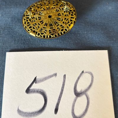Antique Gold Tone Metal Clip Pin With Red Gem