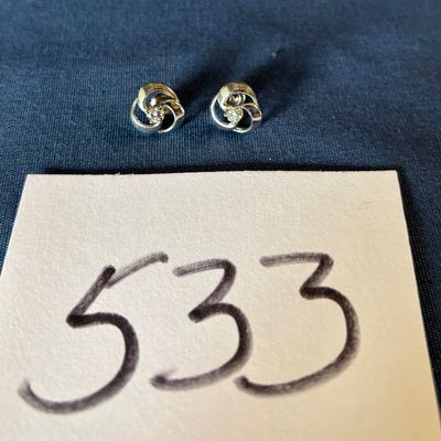 Silver Tone swirl knot stud earrings