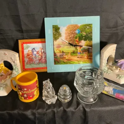 Disney Winnie the Pooh Collectibles & Décor Lot – Clock, Figurines, Mug & Keepsakes