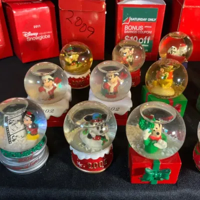 Disney JC Penney Holiday Mini Snow Globe Collection some Original Boxes – Mickey & Friends