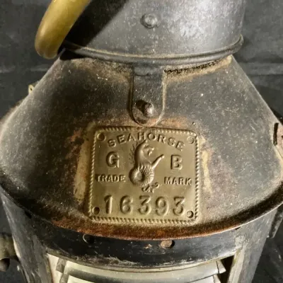 Vintage Seahorse G.B. Brass & Steel Nautical Ship Lantern No. 16393