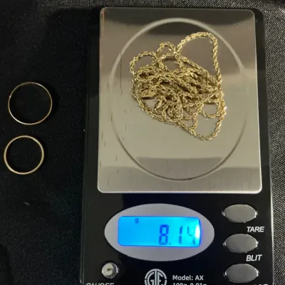 14k Gold rings and Necklace with assorted pins