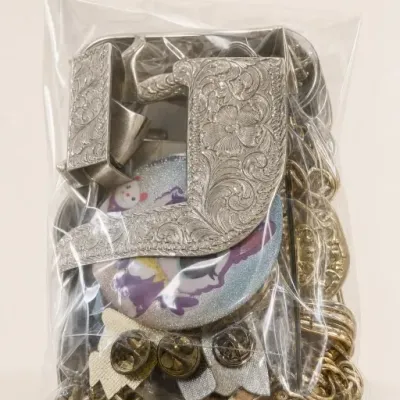 Sale Photo Thumbnail #93: Bagged Assorted Metal Belt Buckles and Buttons