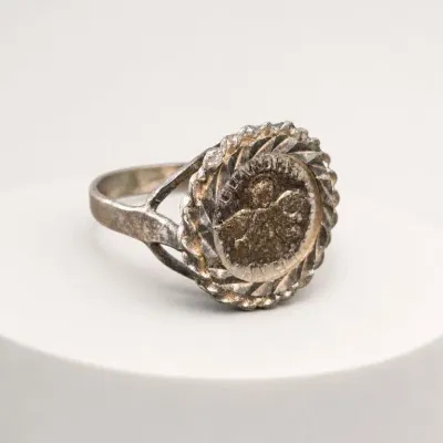 Sale Photo Thumbnail #32: Silver-Tone Coin Motif Ring