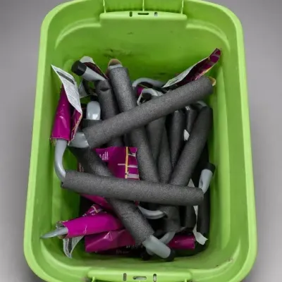 Sale Photo Thumbnail #293: Assorted Foam Hair Curlers in Green Bin