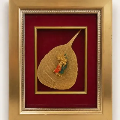 Sale Photo Thumbnail #253: Framed Gold-Tone Leaf With Figurines