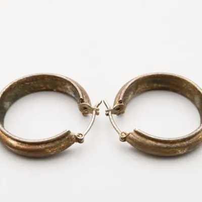 Sale Photo Thumbnail #2: Gold-Tone Hoop Earrings Pair