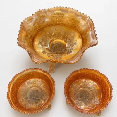 Sale Photo Thumbnail #86: Three-Piece Iridescent Glass Bowl Set