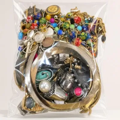 Sale Photo Thumbnail #127: Bagged Assorted Costume Jewelry and Beads