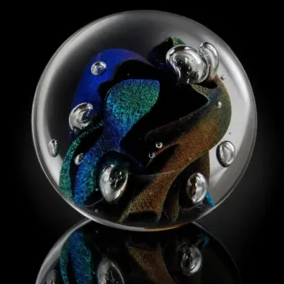 Sale Photo Thumbnail #138: Blue and Green Art Glass Paperweight