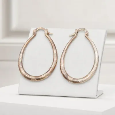 Sale Photo Thumbnail #28: Gold-Tone Textured Hoop Earrings