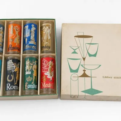 Sale Photo Thumbnail #122: Libbey Cities of the World Glasses Set in Box