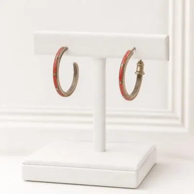 Sale Photo Thumbnail #40: Red and Gold-Tone Hoop Earrings