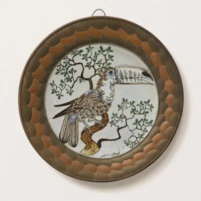 Sale Photo Thumbnail #17: Decorative Ceramic Plate with Bird Design