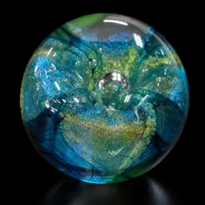 Sale Photo Thumbnail #150: Blue and Green Art Glass Paperweight