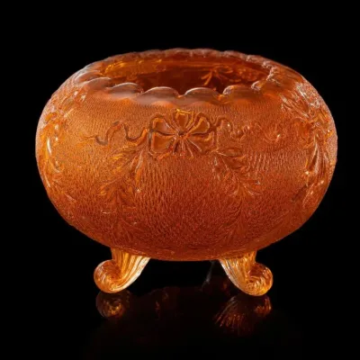 Sale Photo Thumbnail #41: Orange Textured Glass Footed Bowl