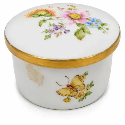 Sale Photo Thumbnail #326: Floral Porcelain Trinket Box with Butterfly Design