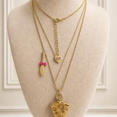 Sale Photo Thumbnail #95: Gold-Tone Layered Necklaces with Charms