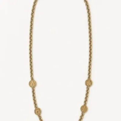 Sale Photo Thumbnail #60: Gold-Tone Chain Necklace with Coin Accents