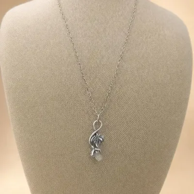 Sale Photo Thumbnail #97: Silver-Tone Necklace With Leaf Pendant