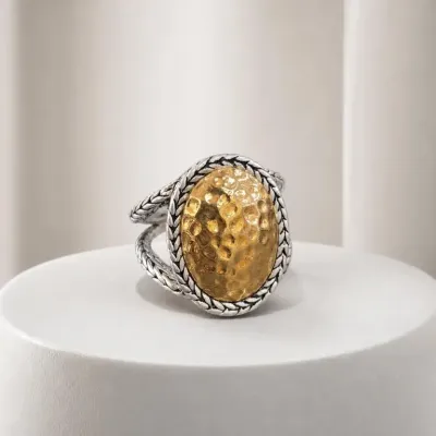 Sale Photo Thumbnail #81: Hammered Gold-Tone and Silver-Tone Ring