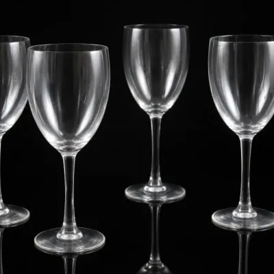 Sale Photo Thumbnail #92: Set of Four Clear Glass Wine Glasses