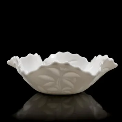 Sale Photo Thumbnail #39: White Embossed Ceramic Bowl with Scalloped Edge