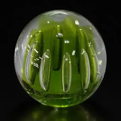 Sale Photo Thumbnail #152: Green and Clear Glass Art Sphere