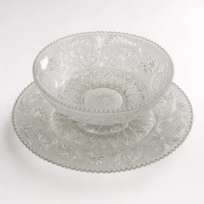 Sale Photo Thumbnail #233: Pressed Glass Bowl and Plate Set