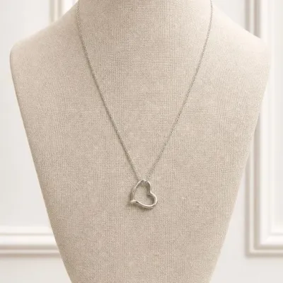 Sale Photo Thumbnail #46: Silver-Tone Heart Pendant Necklace