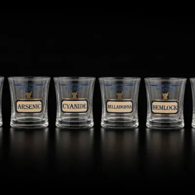 Sale Photo Thumbnail #88: Set of Four Labeled Glass Tumblers