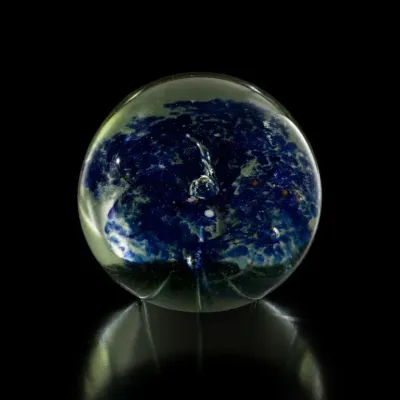 Sale Photo Thumbnail #134: Blue and Clear Glass Paperweight