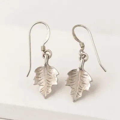Sale Photo Thumbnail #30: Silver-Tone Leaf Dangle Earrings