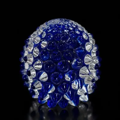 Sale Photo Thumbnail #161: Blue and Clear Glass Hobnail Egg-Shaped Paperweight