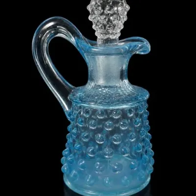 Sale Photo Thumbnail #13: Blue Hobnail Glass Cruet with Stopper