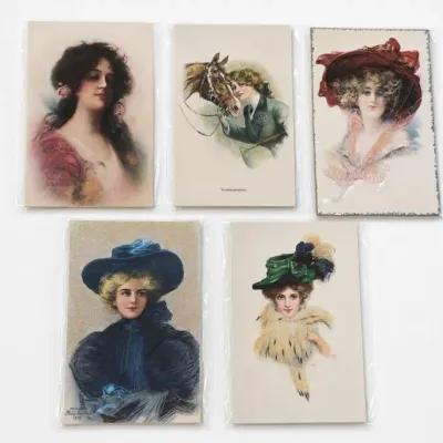Sale Photo Thumbnail #189: Assorted Portrait Postcards of Women in Hats