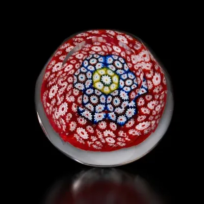 Sale Photo Thumbnail #157: Multicolor Millefiori Glass Paperweight